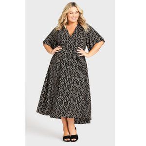 NWT Avenue Maxi Viv Wrap Ditsy Daisy Print Dress 14/16 = 1X